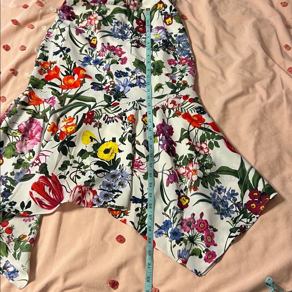 Maggy London Floral High Neck Midi Dress Asymmetric Hem Size 2 - Picture 9 of 9